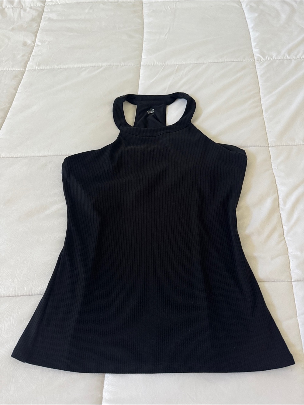 ALO Yoga Black Ribbed High-Neck Tank